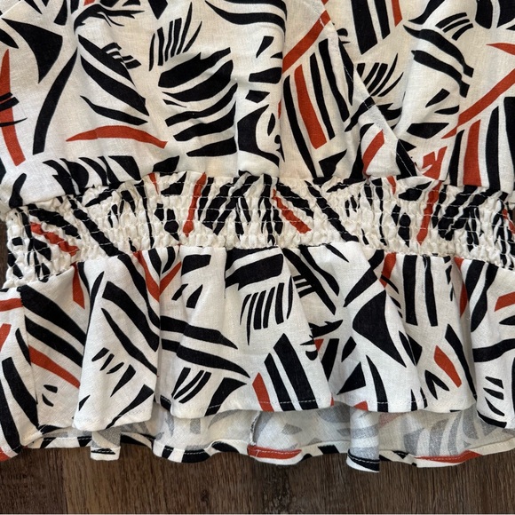 Miami Black and Orange Patterned linen blouse - Picture 2 of 4